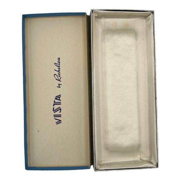 Vintage Vista By Richelieu Beaded Necklace Choker White Navy Blue Twisted w/Box - Picture 7 of 9